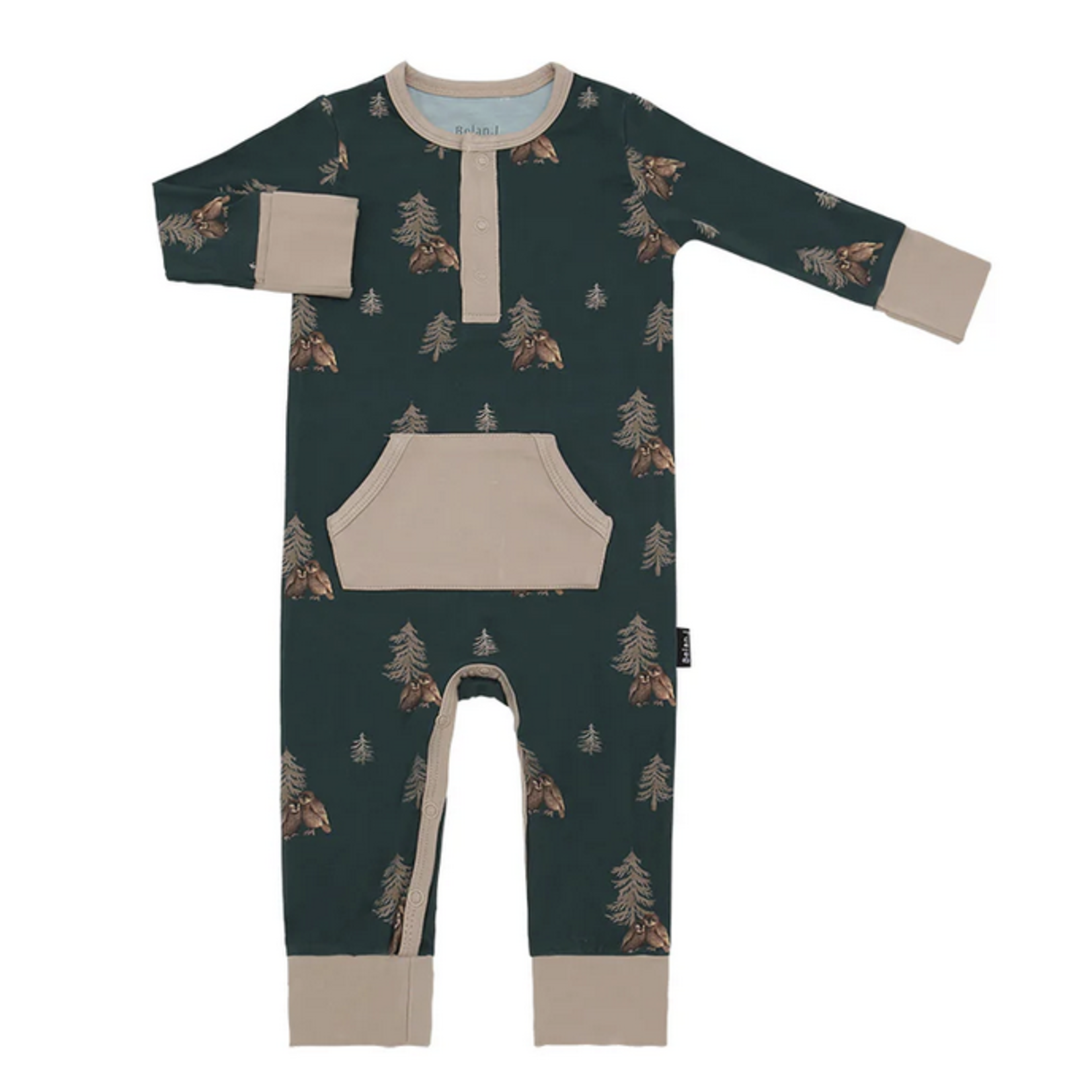 Belan J Long Sleeve Pocket Romper - Owls