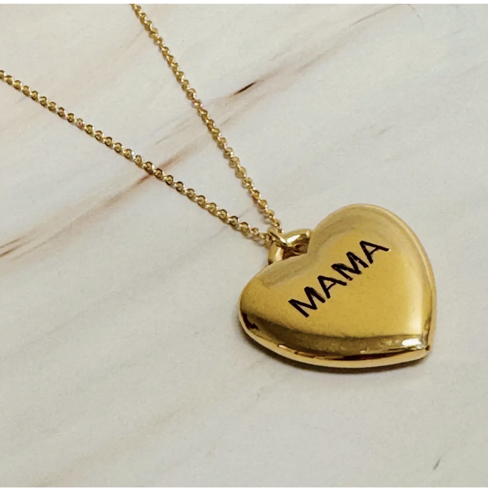 Ellison + Young Mama Engraved Heart Pendant Necklace