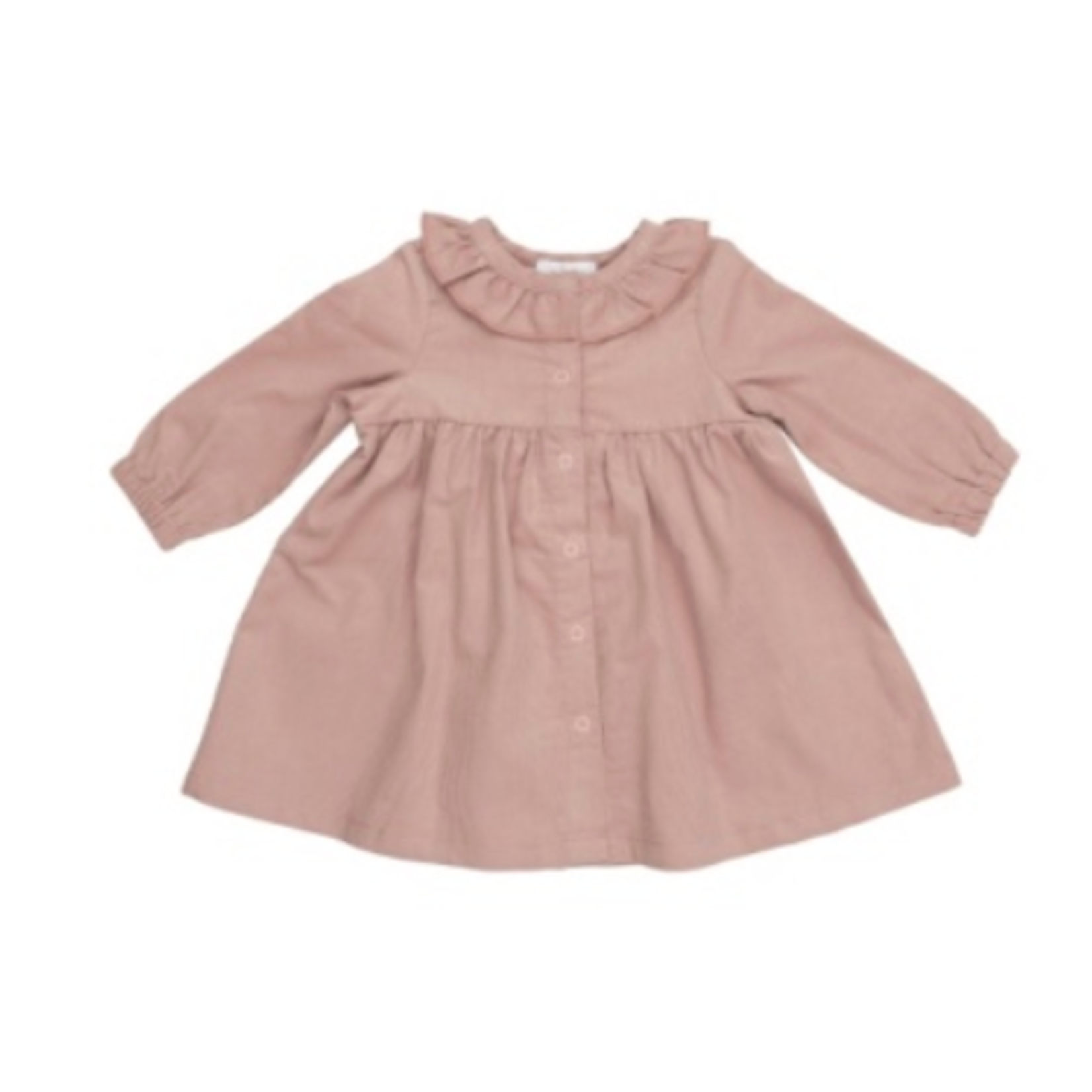 Angel Dear Cord Misty Rose - Ruffle Neck Dress