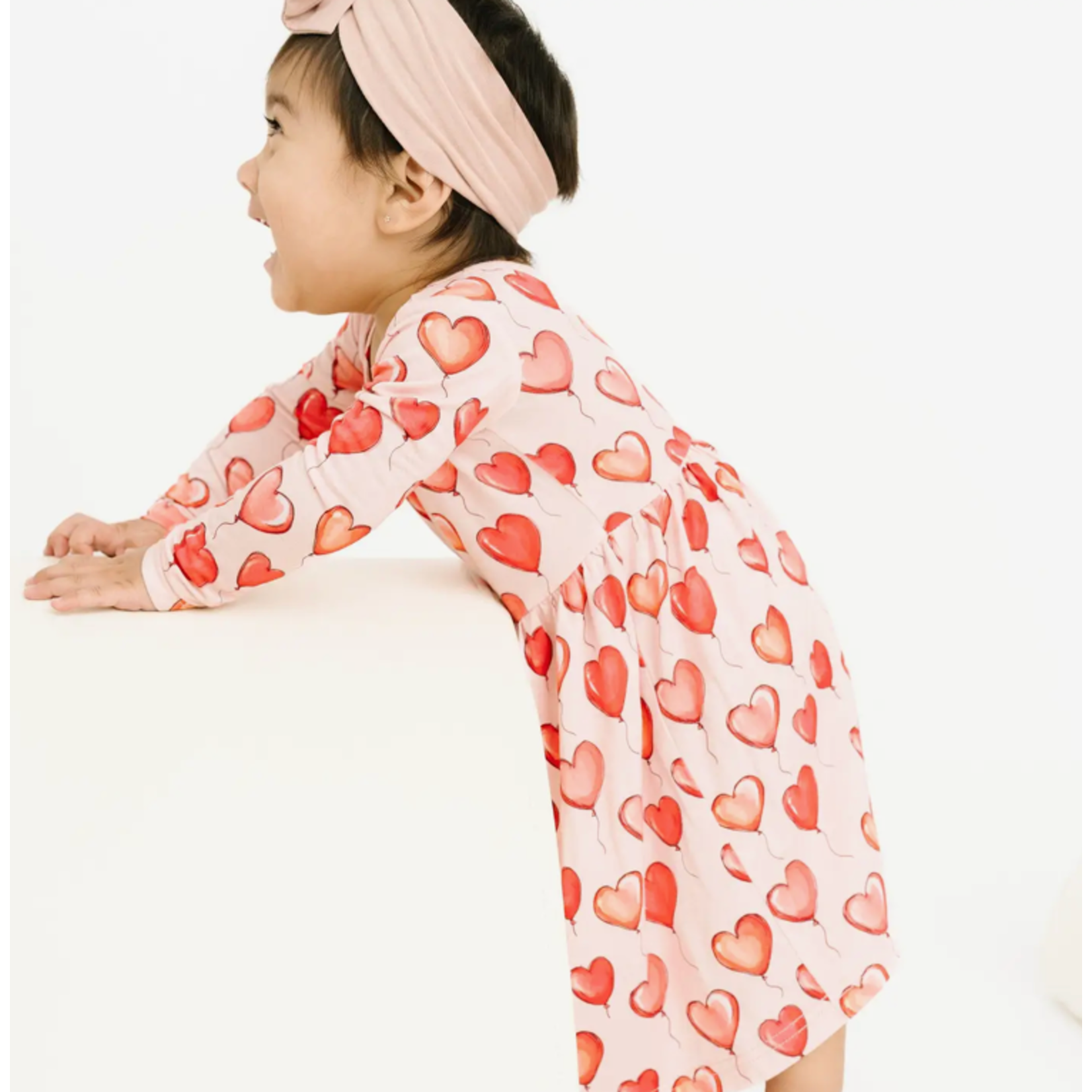 Little One Shop Red Heart Balloons Bamboo Dress