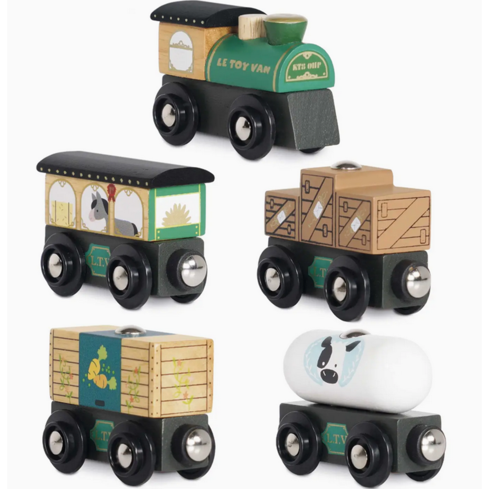 Le Toy Van Great Green Train & Goods Wagons