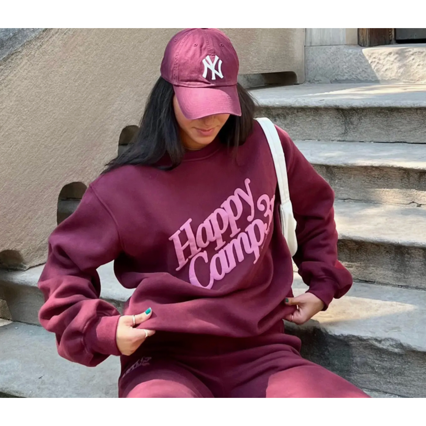 Happy Camp3r Puff Series Crewneck - Burgundy