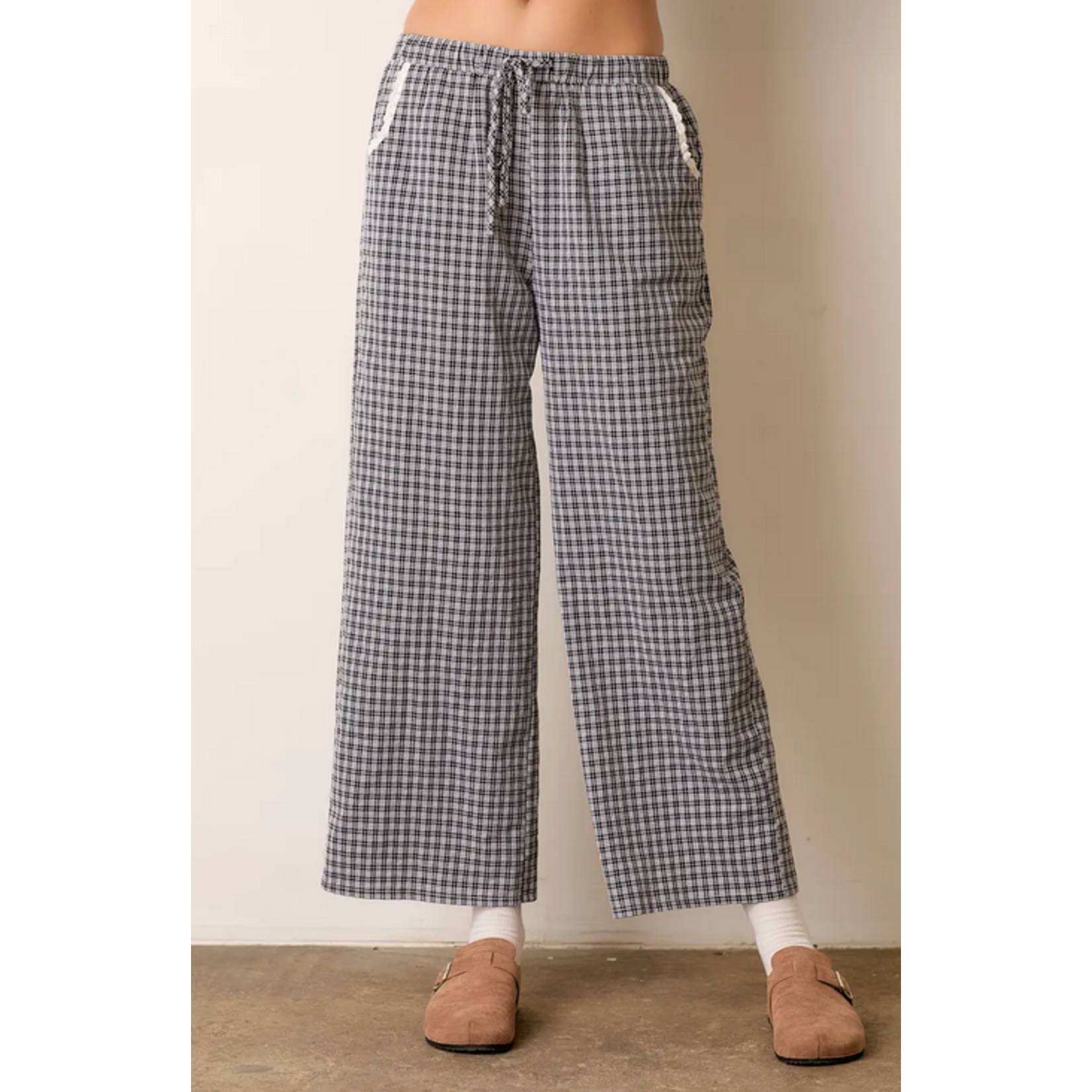 Polagram by Wellmade USA Gingham Elastic Pant