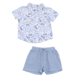 Angel Dear Nautical Notebook Button Down Bamboo Polo And Muslin Short Set
