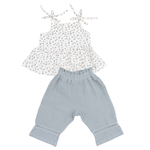 Angel Dear Jadeite Simple Floral Peplum Tank And Smocked Waist Pants