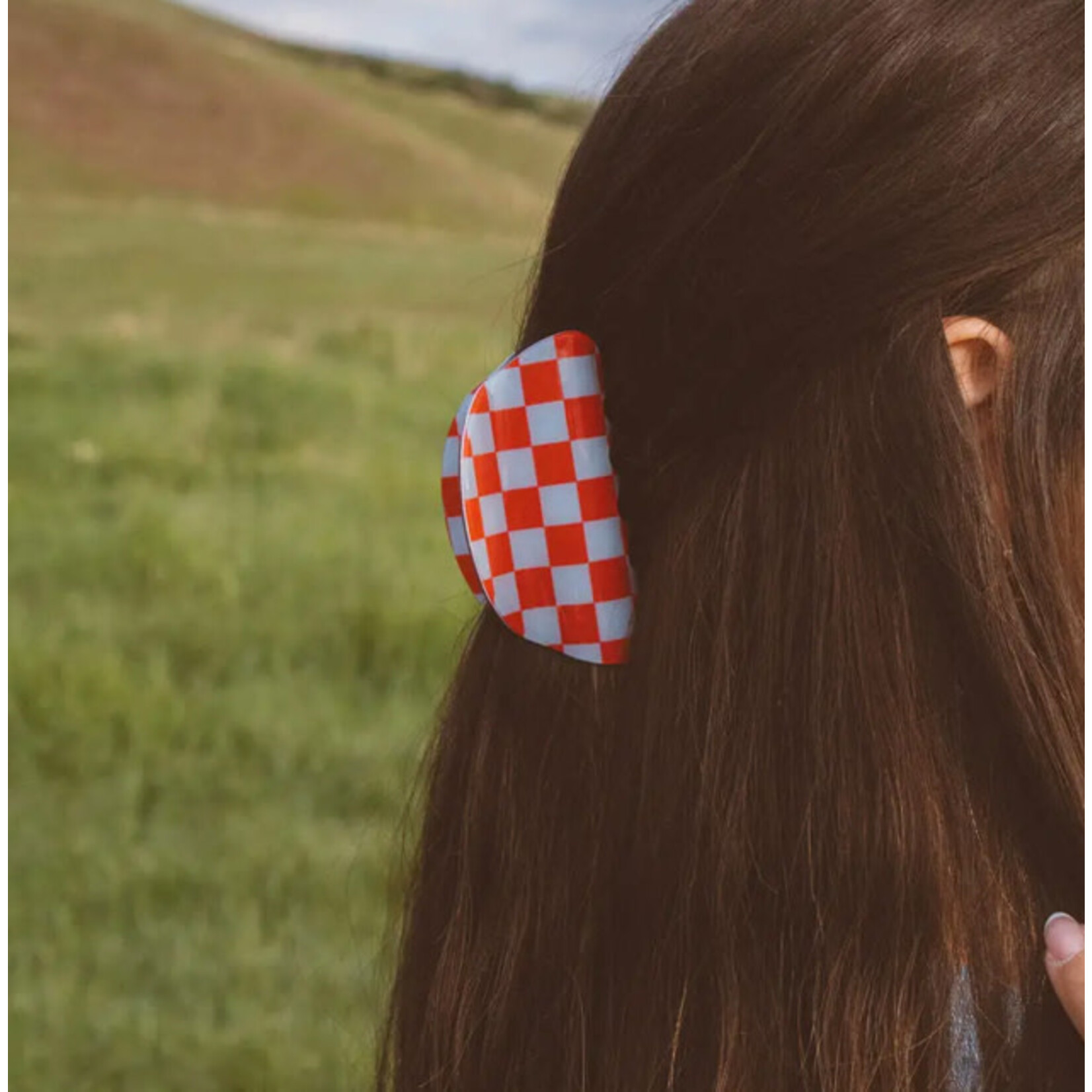 Shop ANDI Blue & Red Checked Claw Clip