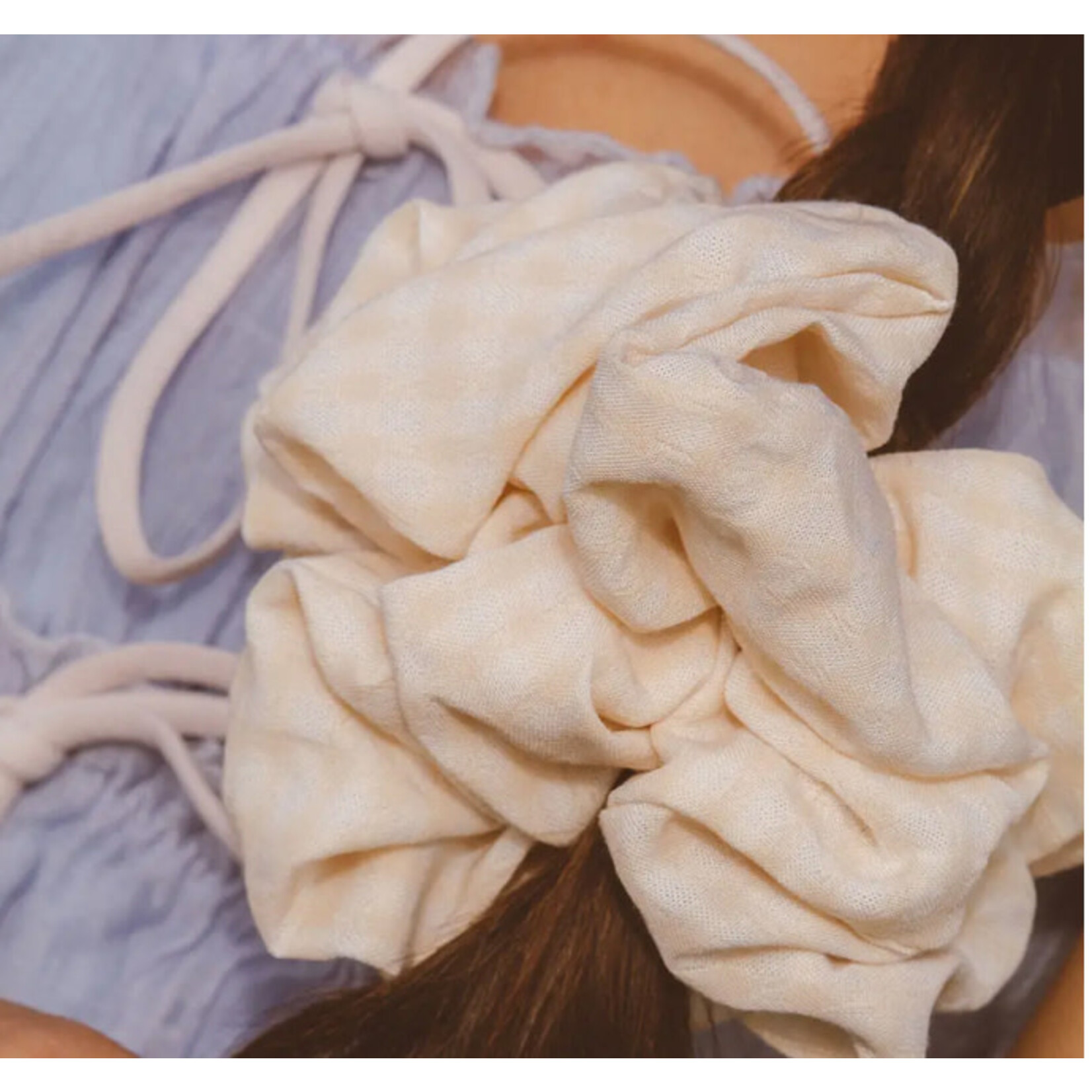 Shop ANDI Cream Gingham Jumbo Scrunchie