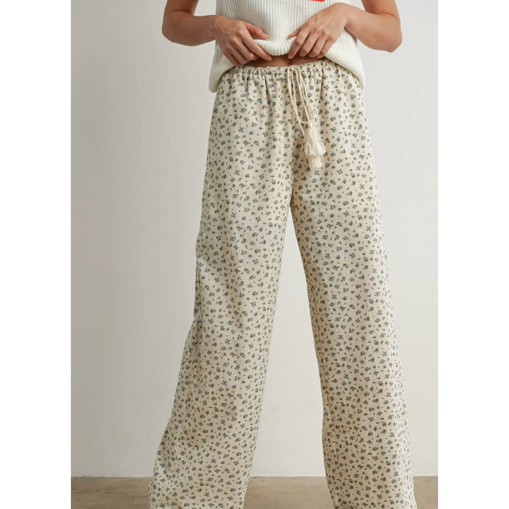 BUTTERMELON Floral Print Drawstring Pants
