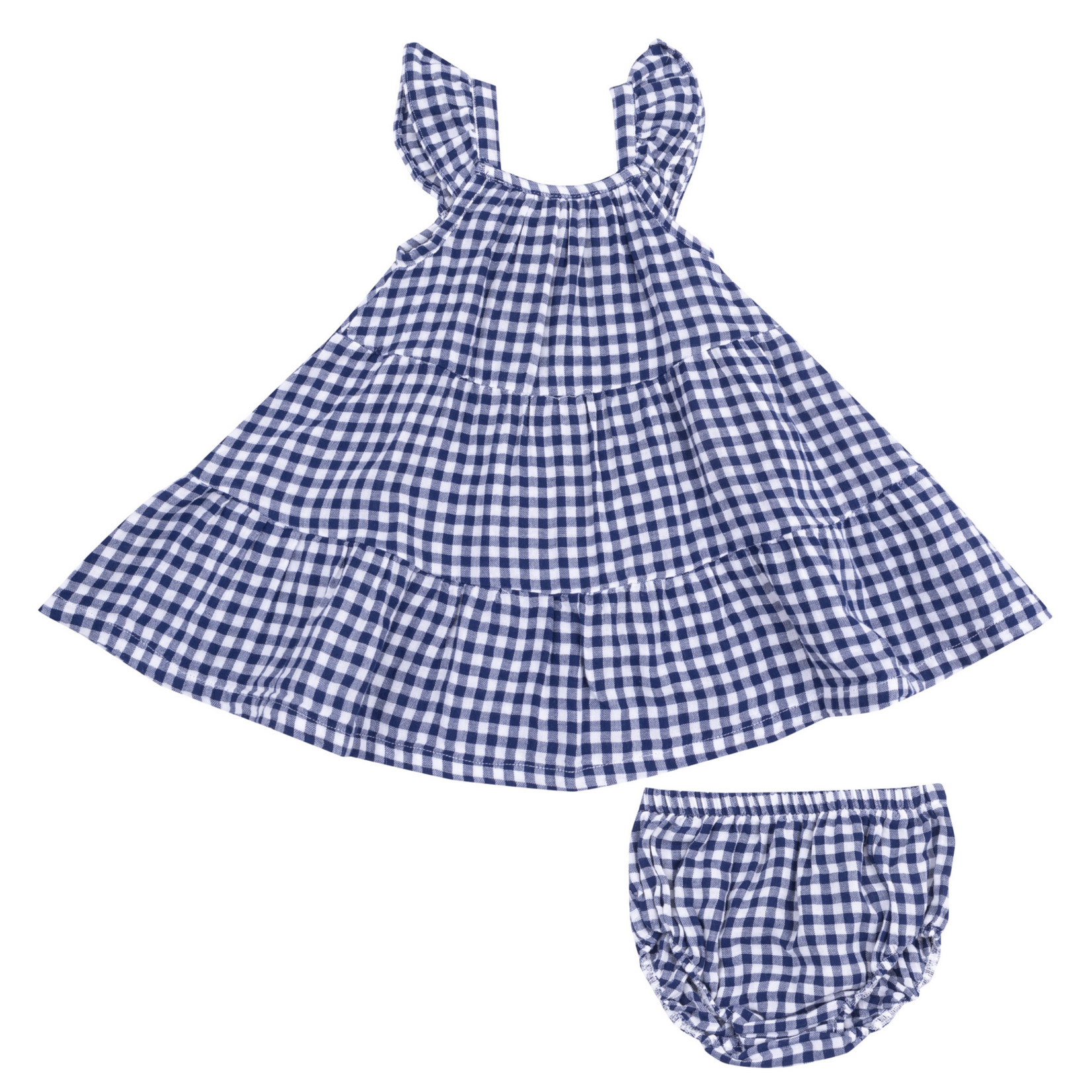 Angel Dear Navy Gingham Twirly Sundress & Diaper Cover