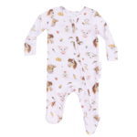 Angel Dear Vintage Animals Faces Pink 2 Way Zipper Ruffle Back Footie