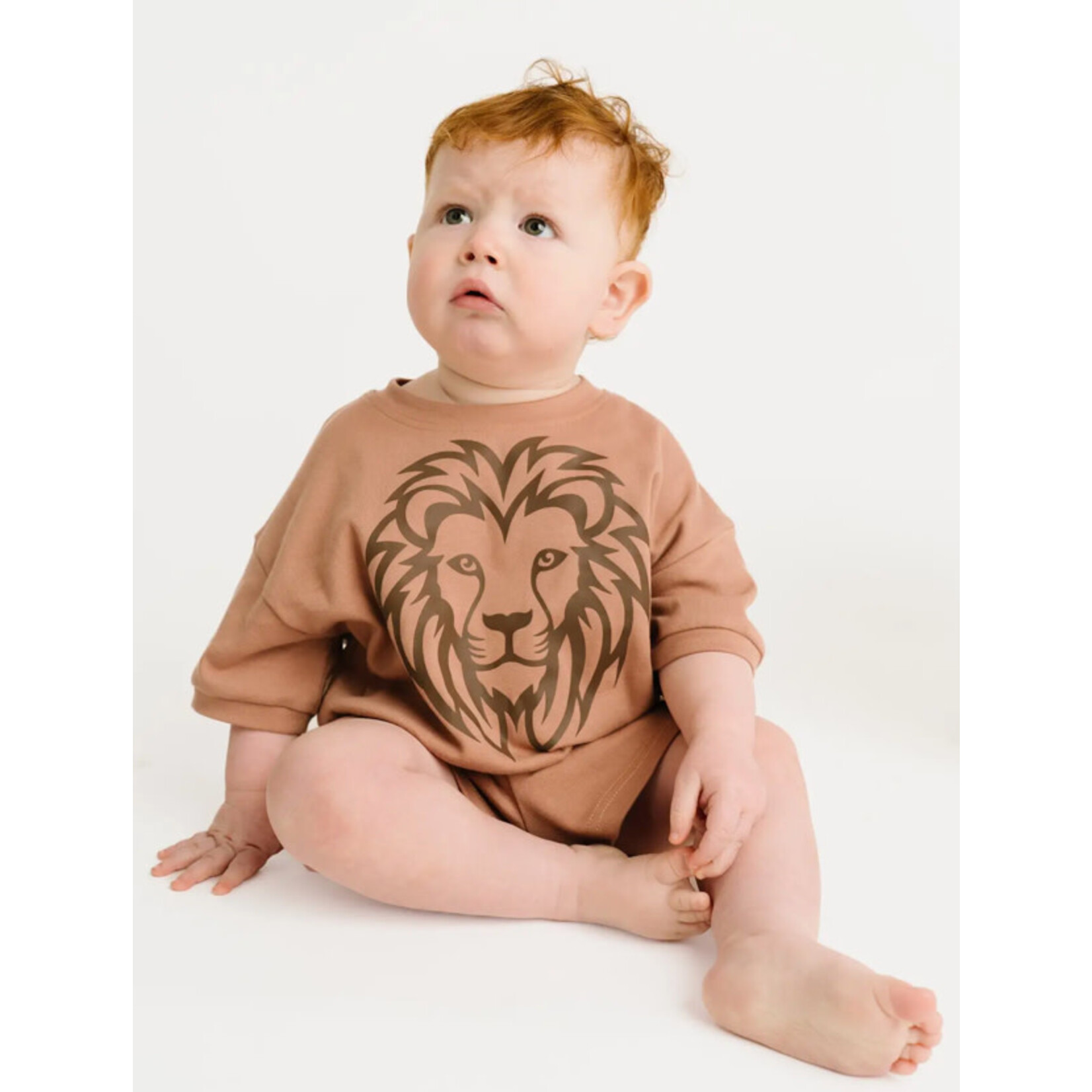 Little One Shop Brown Lion Shorts Set