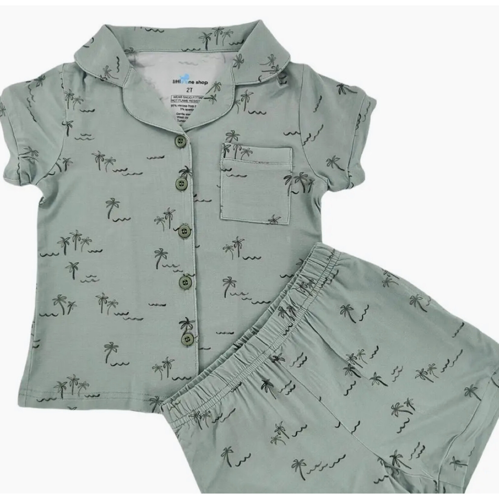Little One Shop Palm Breeze Bamboo Short Button Up Set