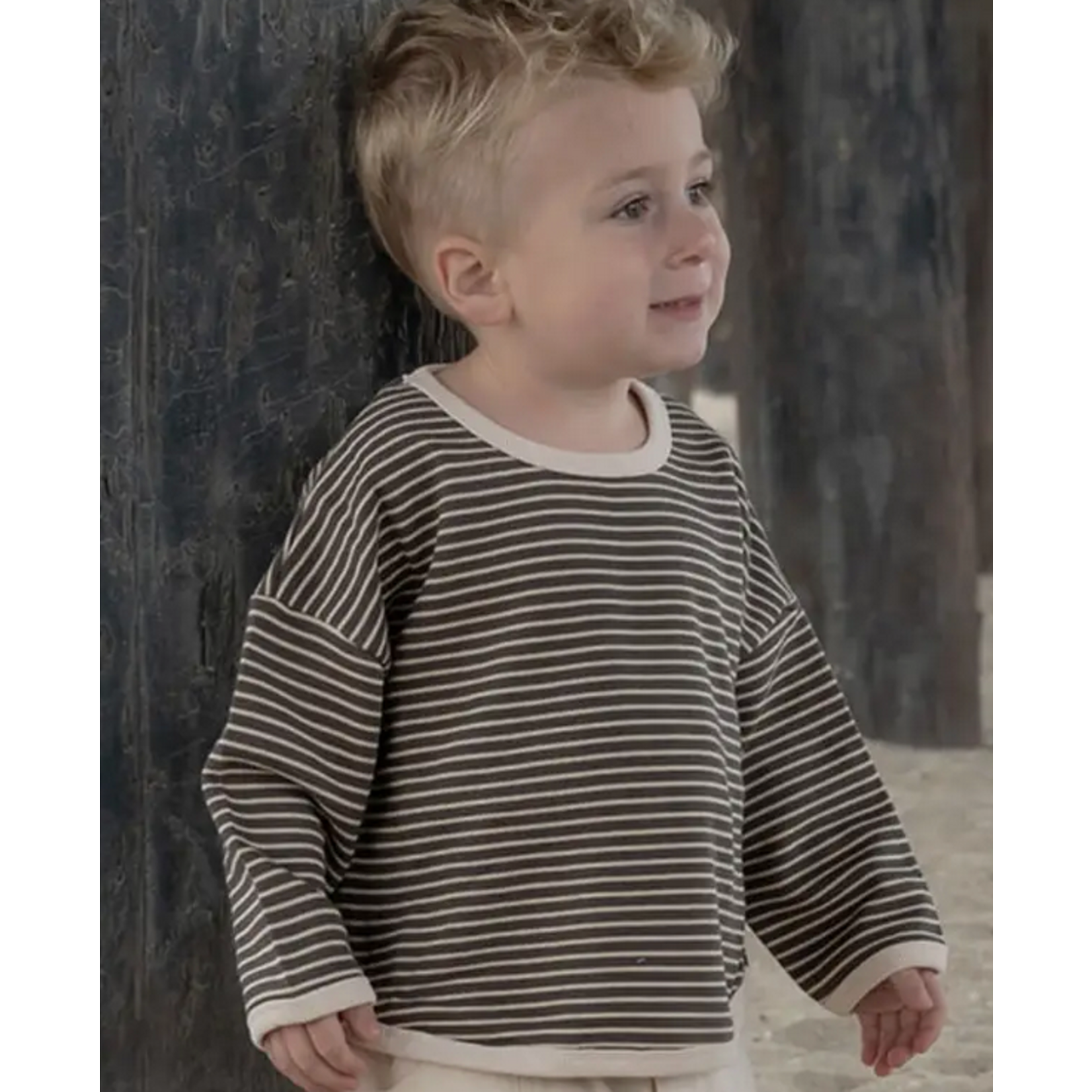 Rivi & Kin Lightweight Brown Sweater with Cream Stripe