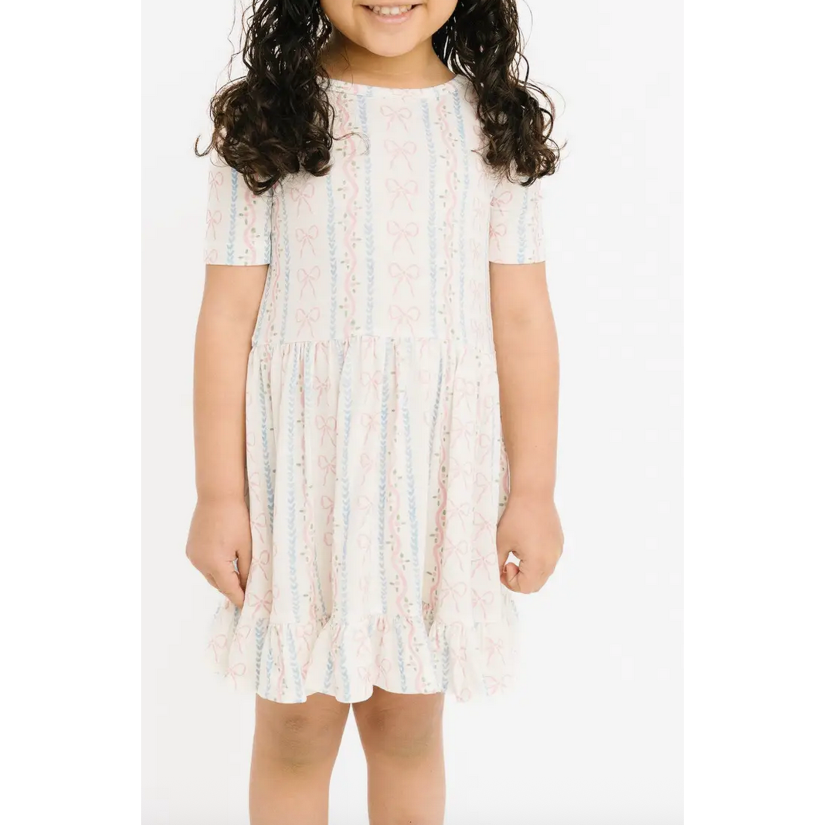 Little One Shop Dainty Bows Short Sleeve Bamboo Dress