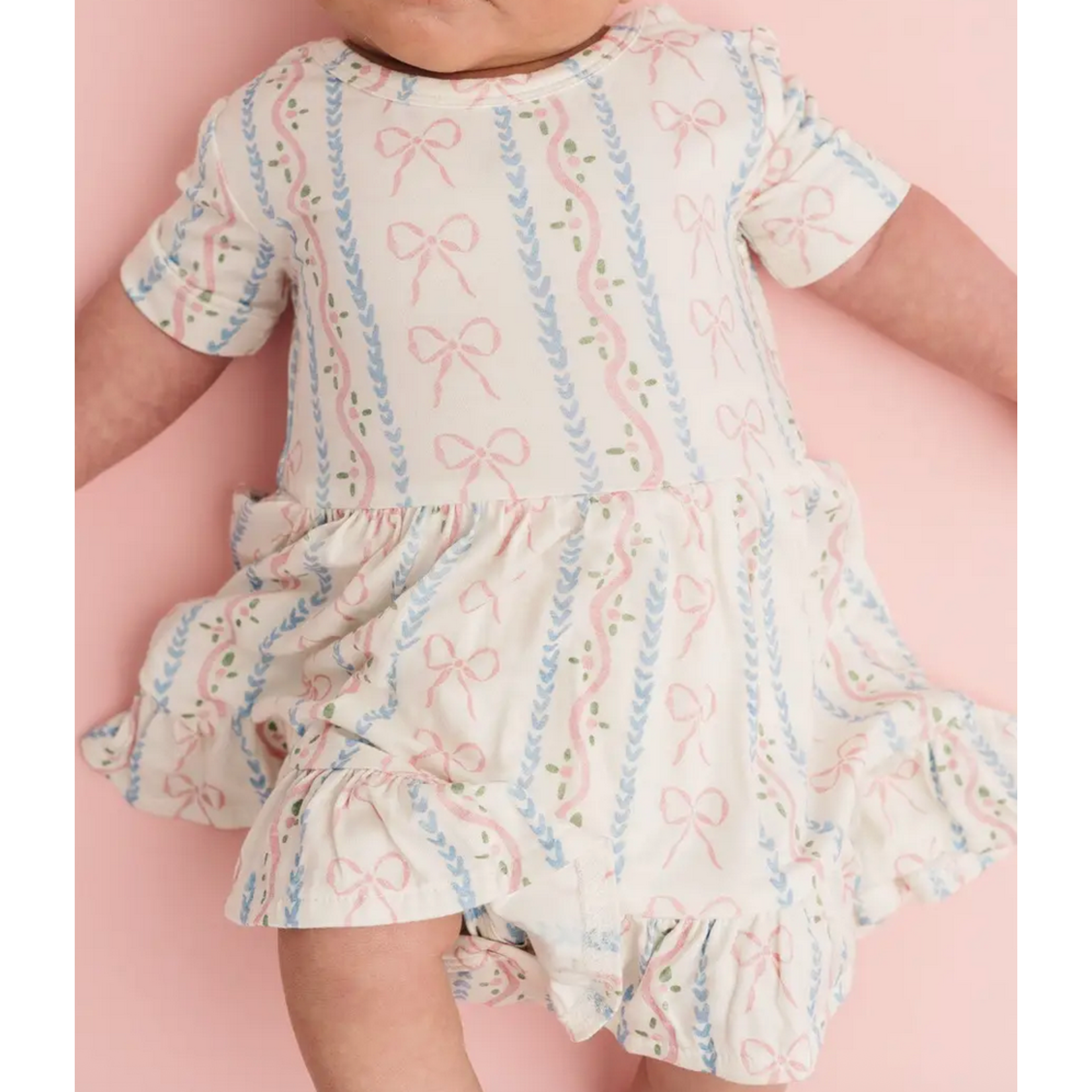 Little One Shop Dainty Bows Short Sleeve Bodysuit Bamboo Dress