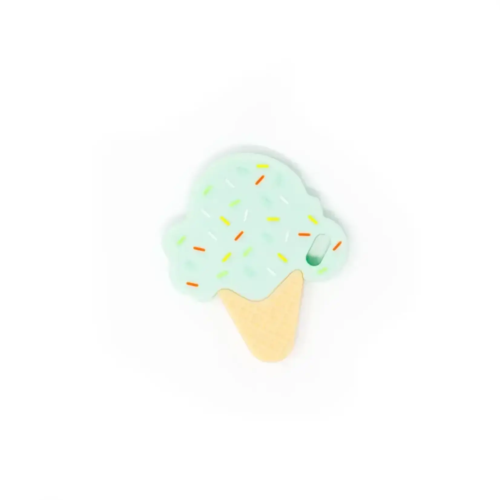 Three Hearts Ice Cream Silicone Teether-Mint