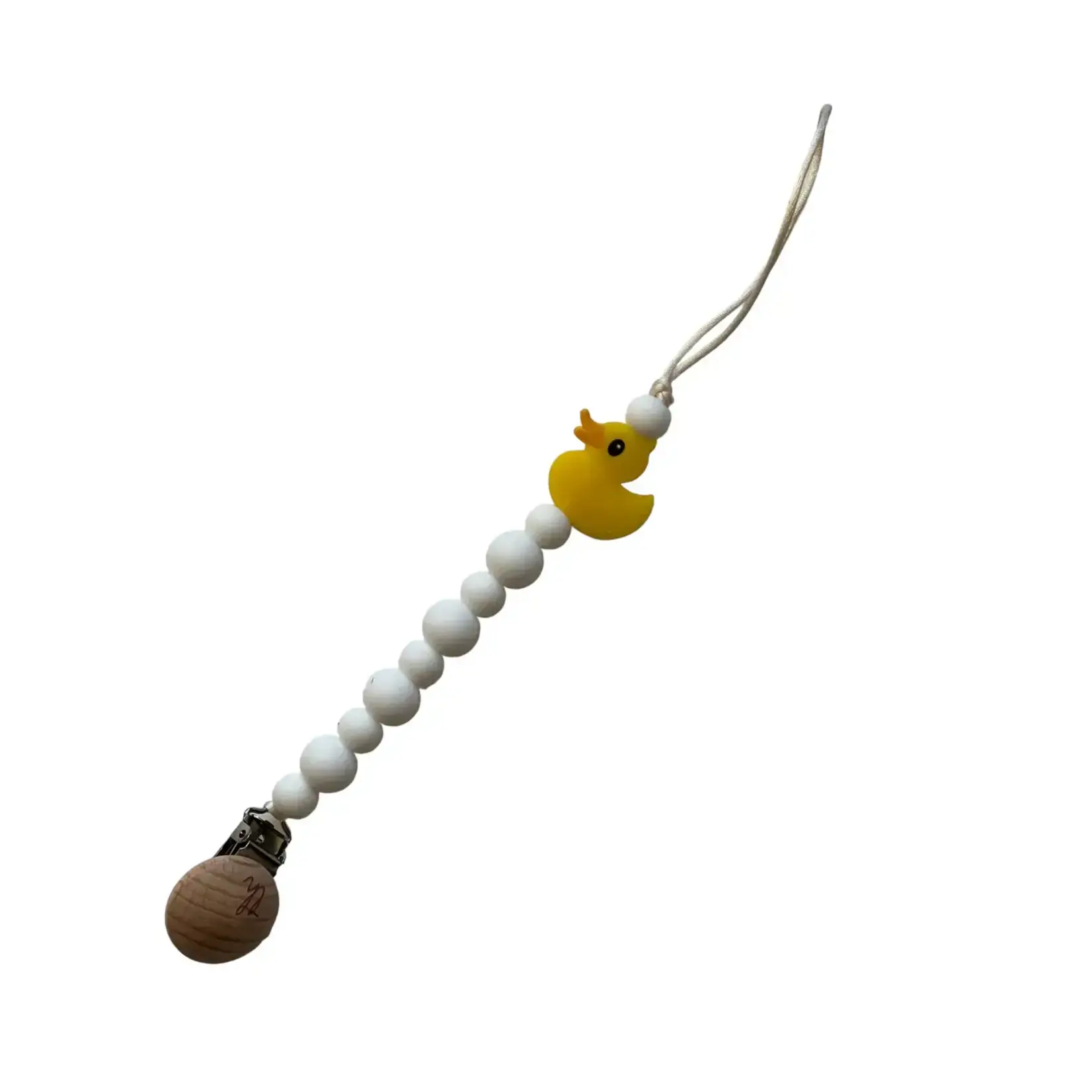 Three Hearts Teether Toy Clip - Duck