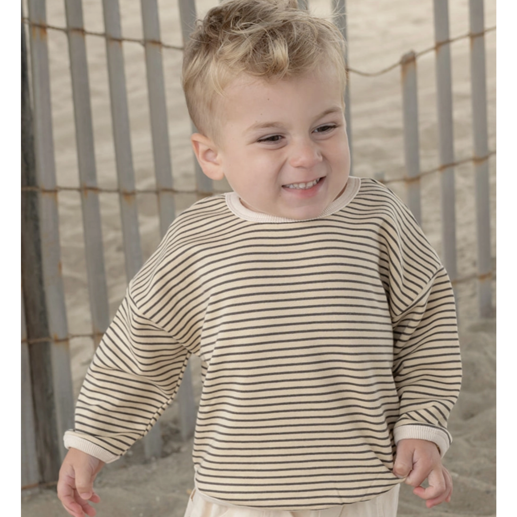 Rivi & Kin Lightweight Cream Sweater with Brown Stripe