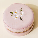 Darling Effect Round Velvet Jewelry Case-Floral Blush