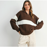BUTTERMELON Neck Zip-Front Long Sleeve Top