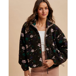 In Loom Floral Sherpa Zip Up Jacket