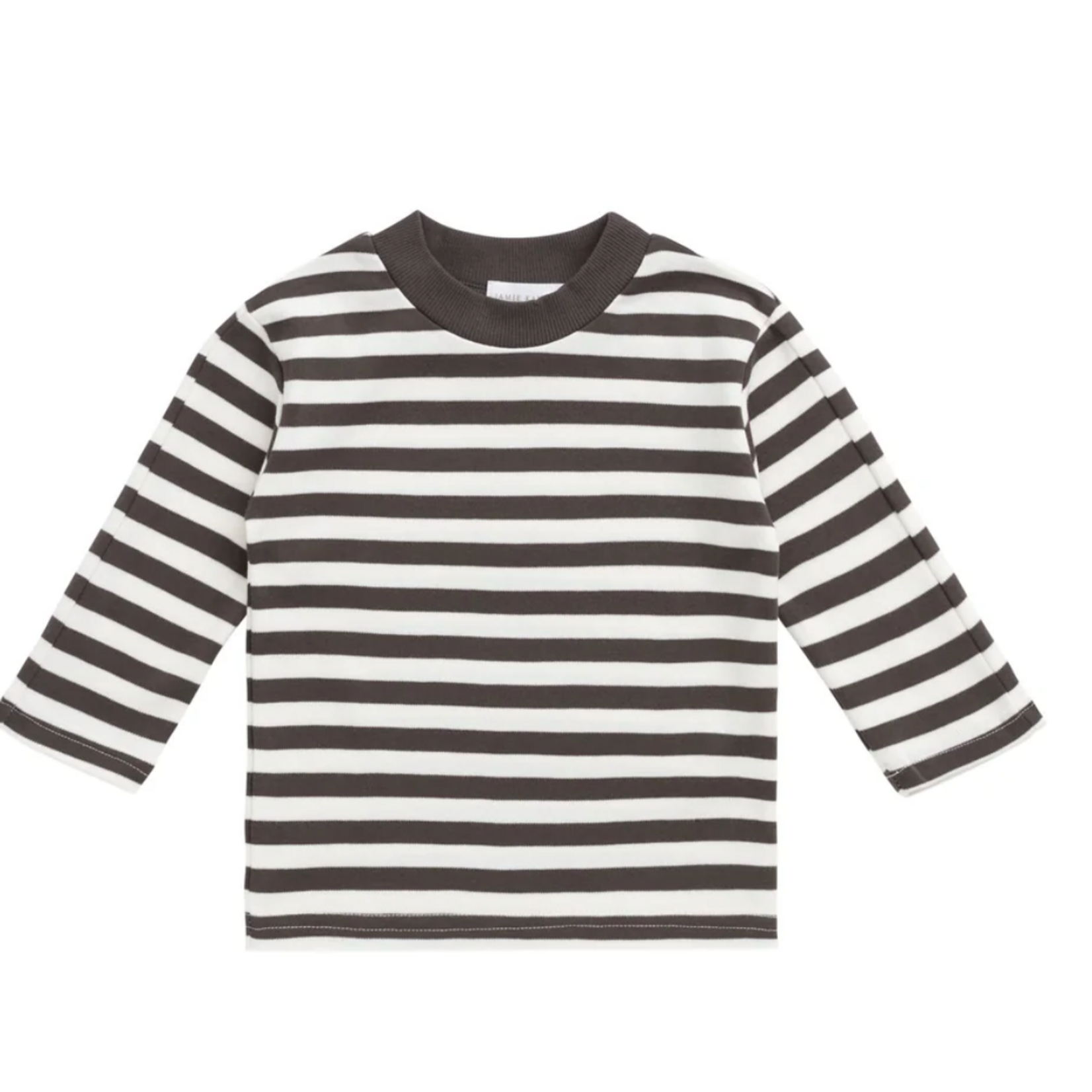 Jamie Kay Pima Cotton Pedro Long Sleeve Tee - Essential Stripe Cloud/Dark Coffee