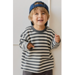 Jamie Kay Organic Cotton Waffle Leith Long Sleeve Top - Oliver Stripe Atlantic/Cloud