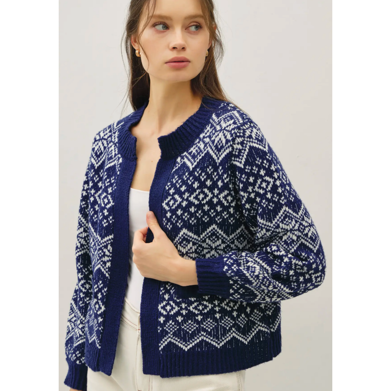 Be Cool Faire Isle Open Cardigan with Volume Cuff