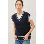 Be Cool Varsity Style Cable Knit Sweater Vest