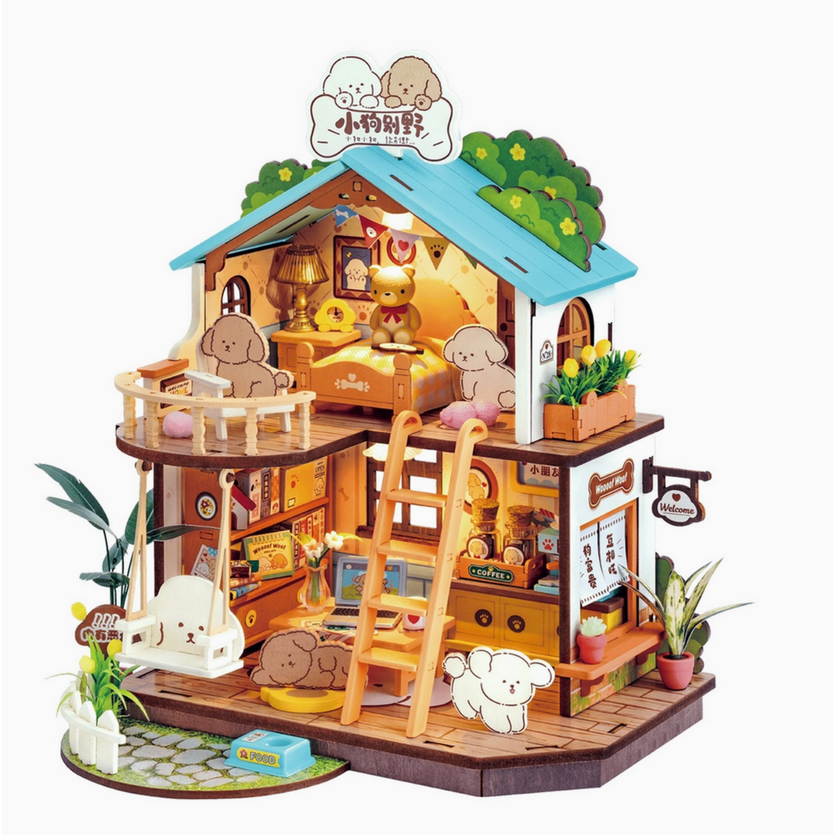 Hands Craft Diy Miniature House Kit: Puppy's Cozy Villa
