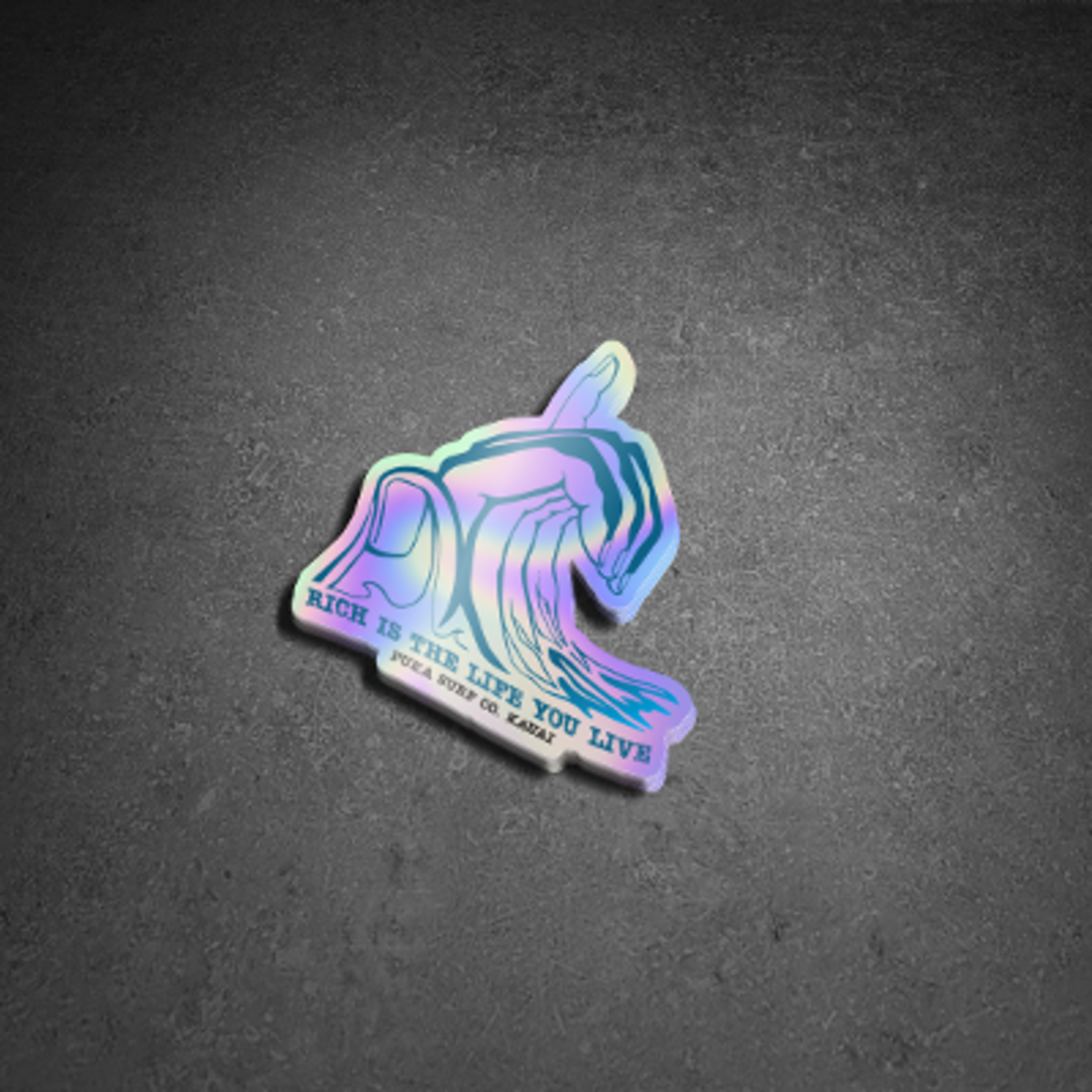Puka Surf Co. Hawaii Holographic Shaka Shack Sticker 2.8” X 2.8”