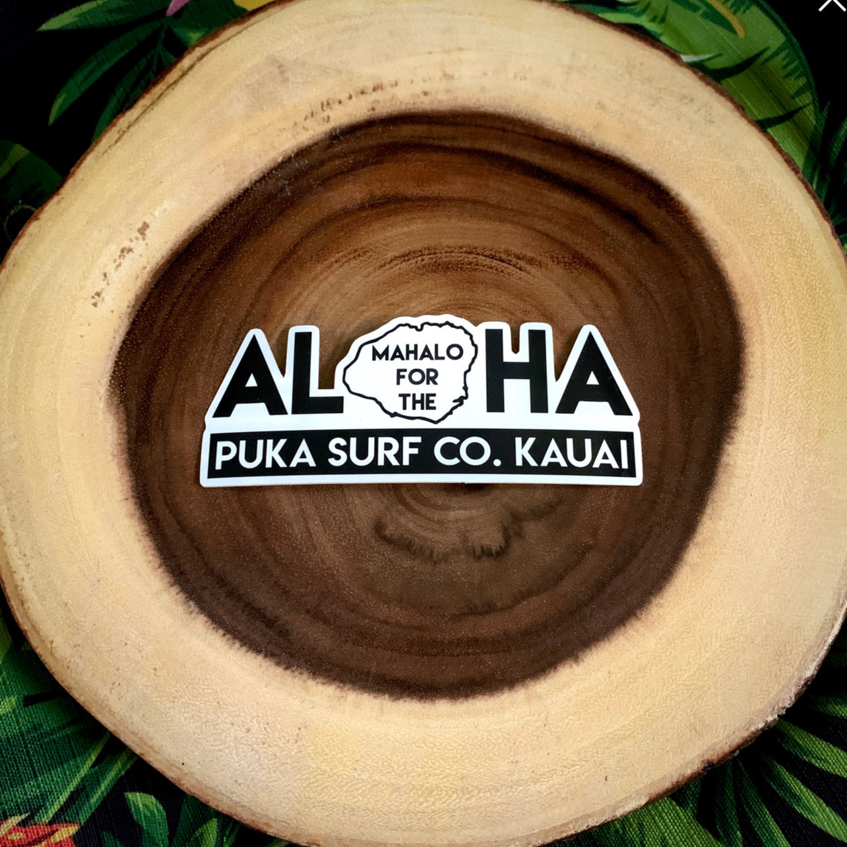 Puka Surf Co. Hawaii Mahalo for the Aloha Sticker 4.5” X 1.8”