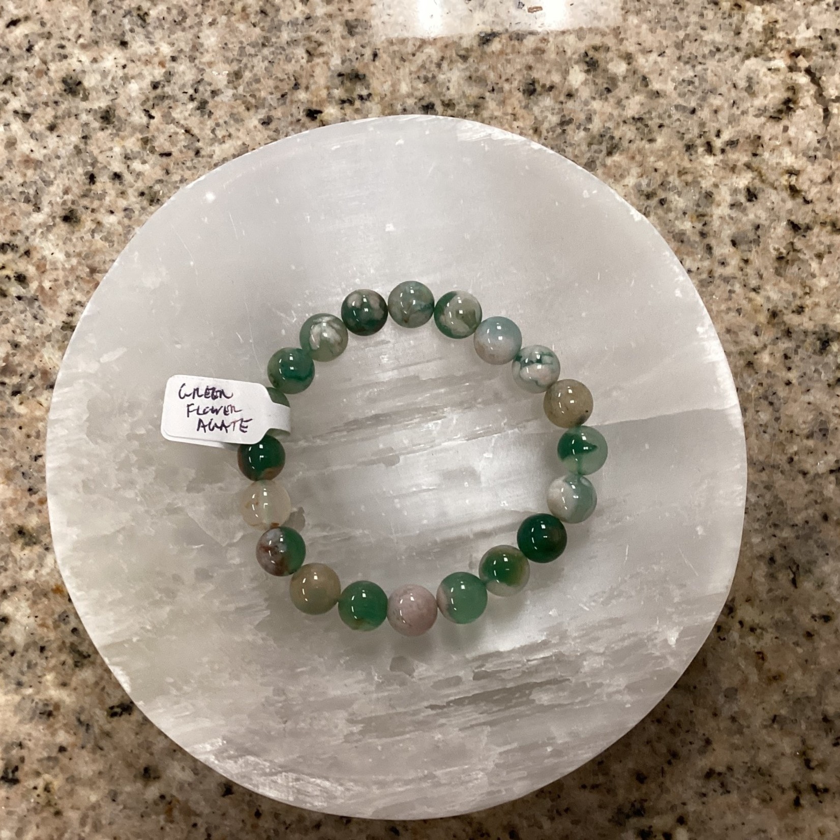 Lightshadow Crystals Green Flower Agate Bracelet