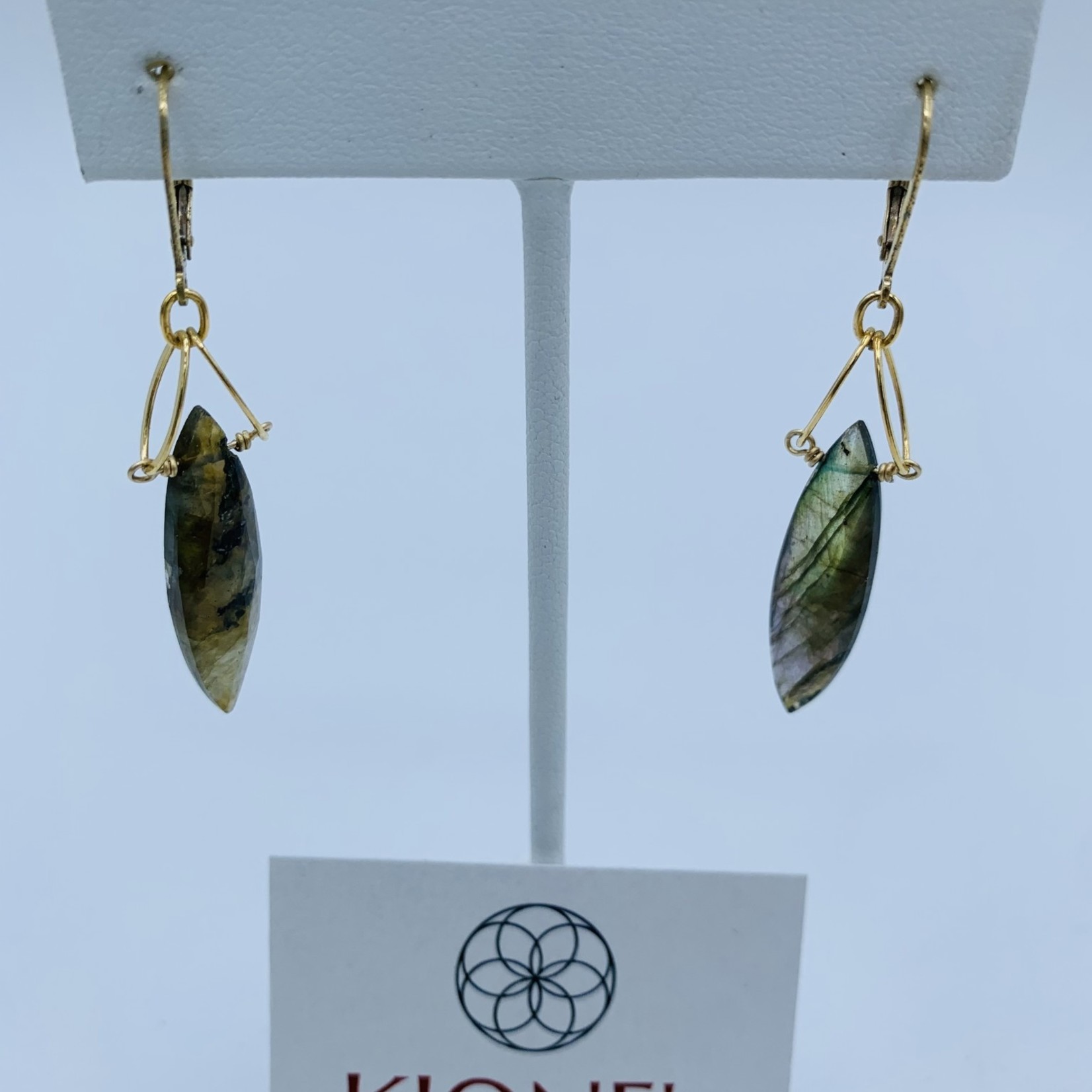 Kione’s Prism Jewelry Labradorite Yellow Gold Earrings