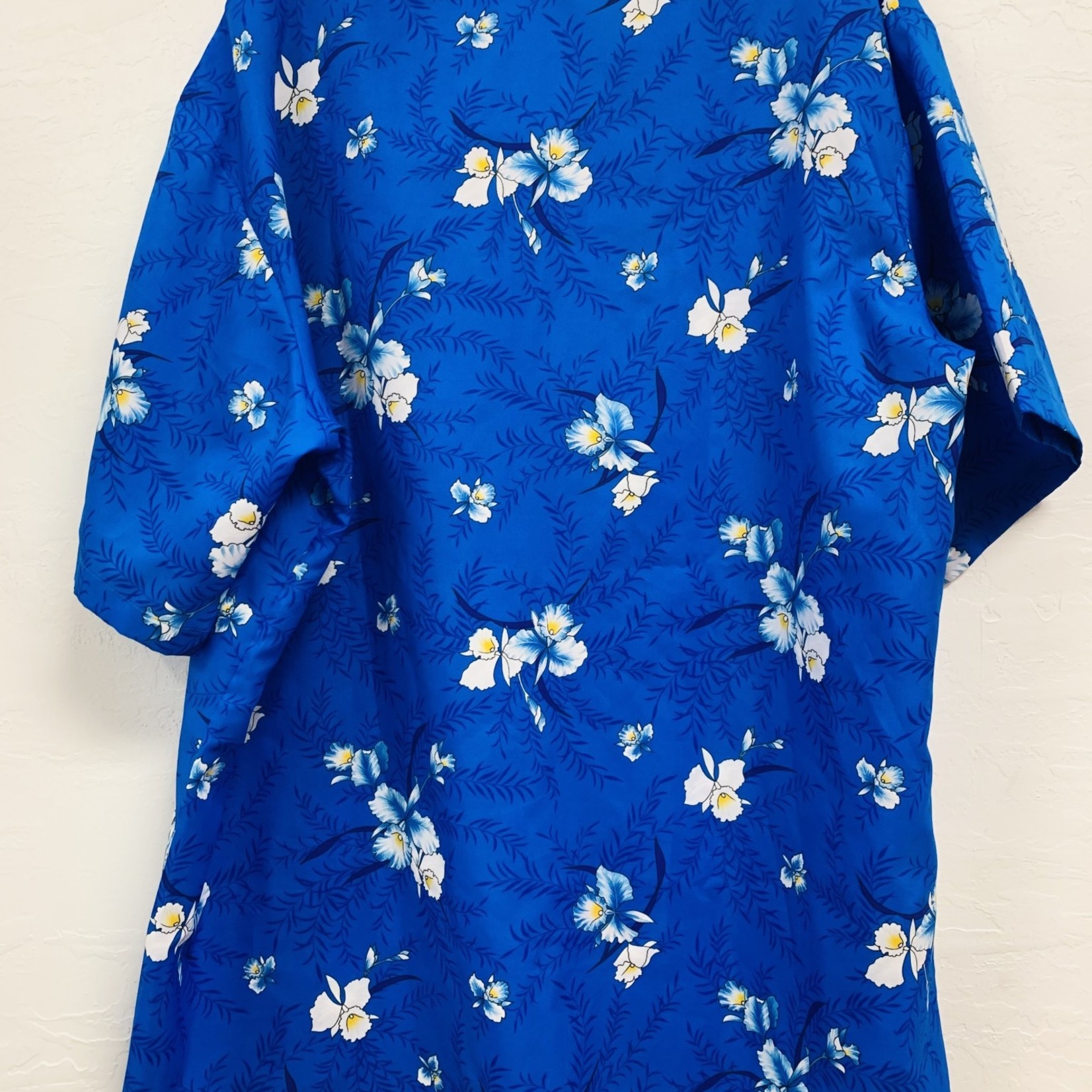 Mission Zero Men's Vintage Aloha Shirt - Premium Aikane Blue Orchid  2XLarge