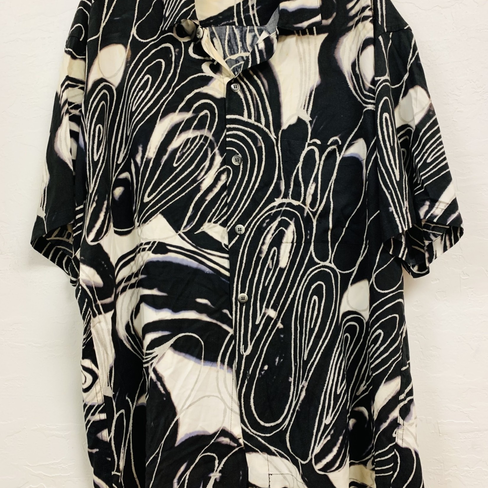 Mission Zero Men's Vintage Aloha Shirt - Exclusive Japanese Rayon Jams World Black Marble Large