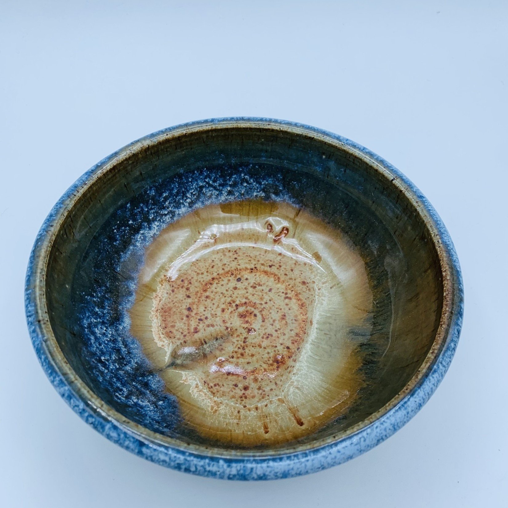 Clay in Mind Shallow Bowl - Blue Gold Drip