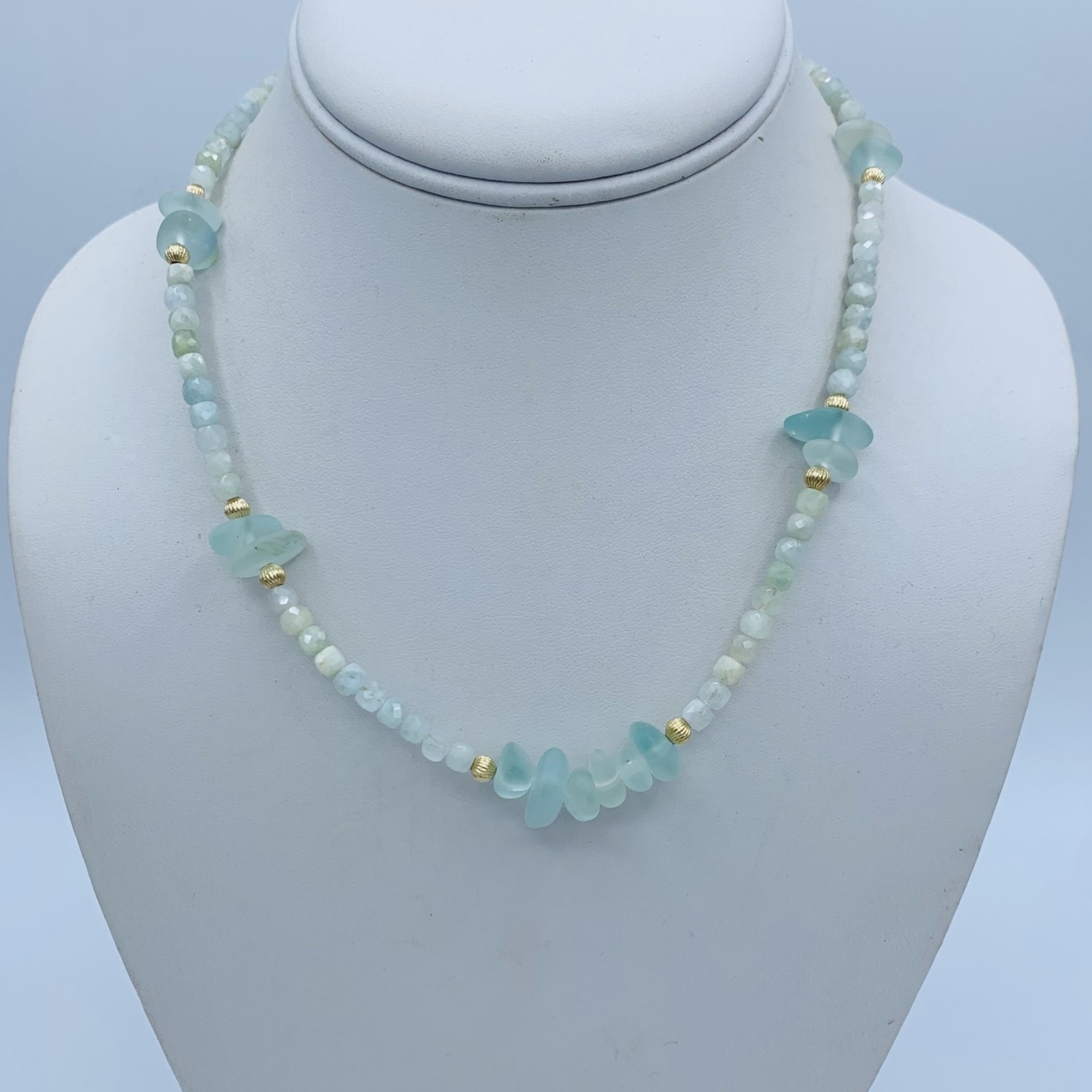 Shell Of A Life Kauai Sea Glass + Aquamarine Necklace