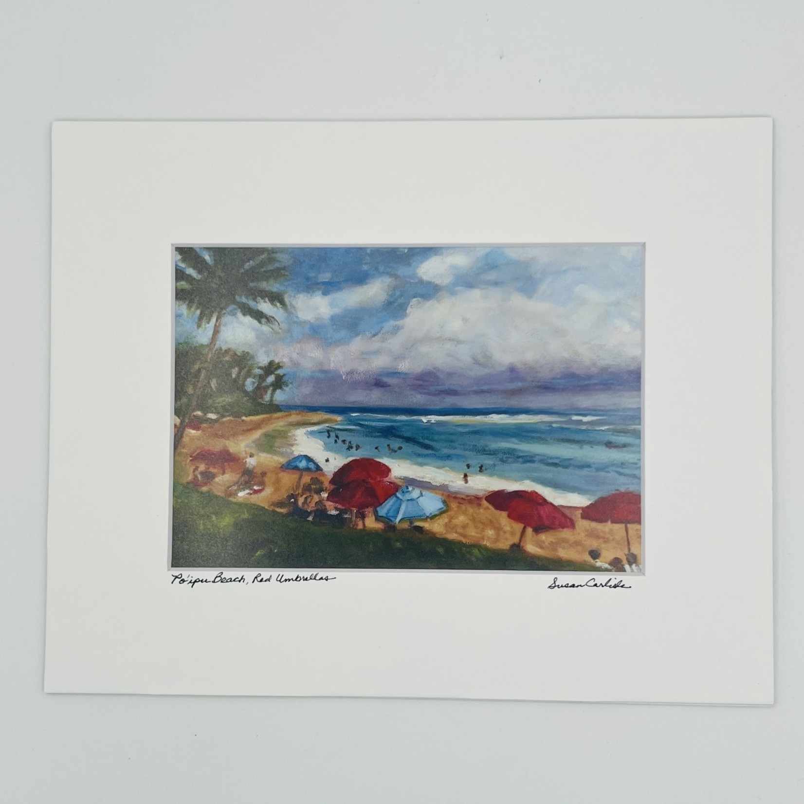 Susan Carlisle Po’ipu Beach With Red Umbrella Print