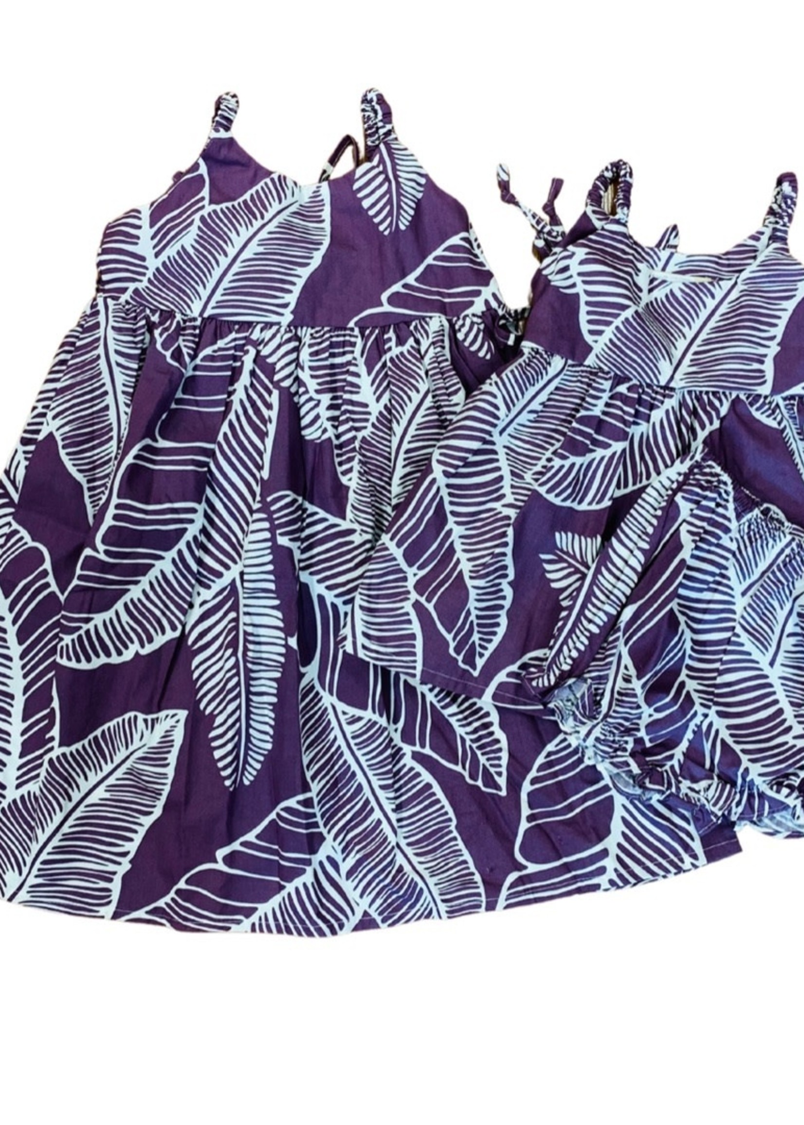 Kilohana Clothing Co. Girls Dress - Lavender Banana Leaf