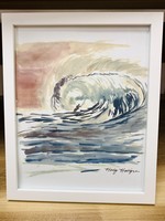 Holly Hollinger Art Rose Sky Surfer Watercolor Framed Print 8X10