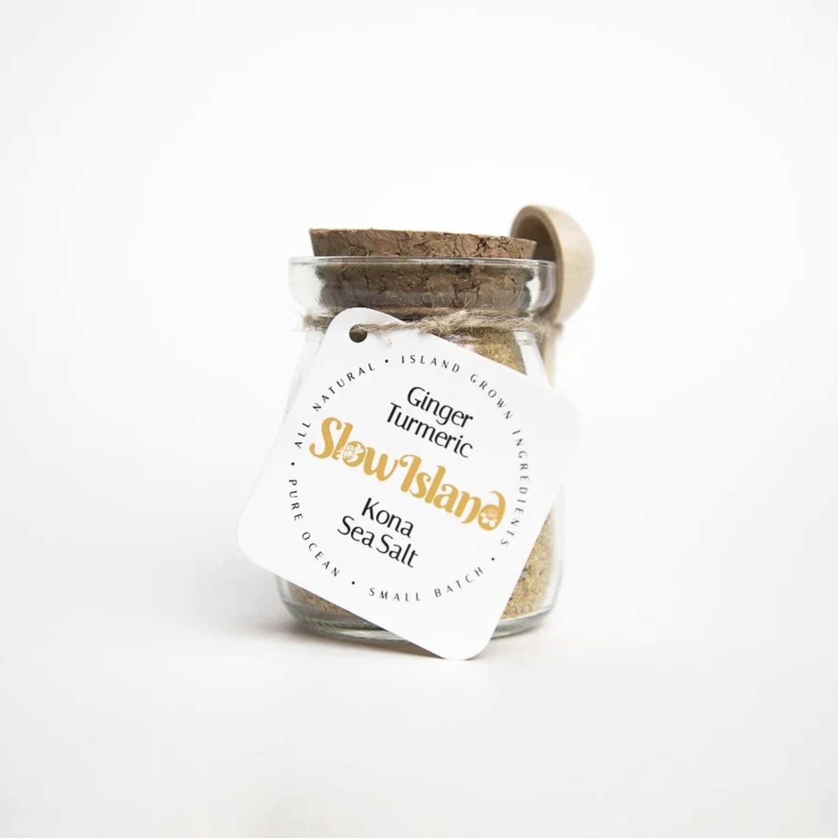 Slow Island Co. Ginger Turmeric Sea Salt - 3oz Glass Bottle w/ Cork