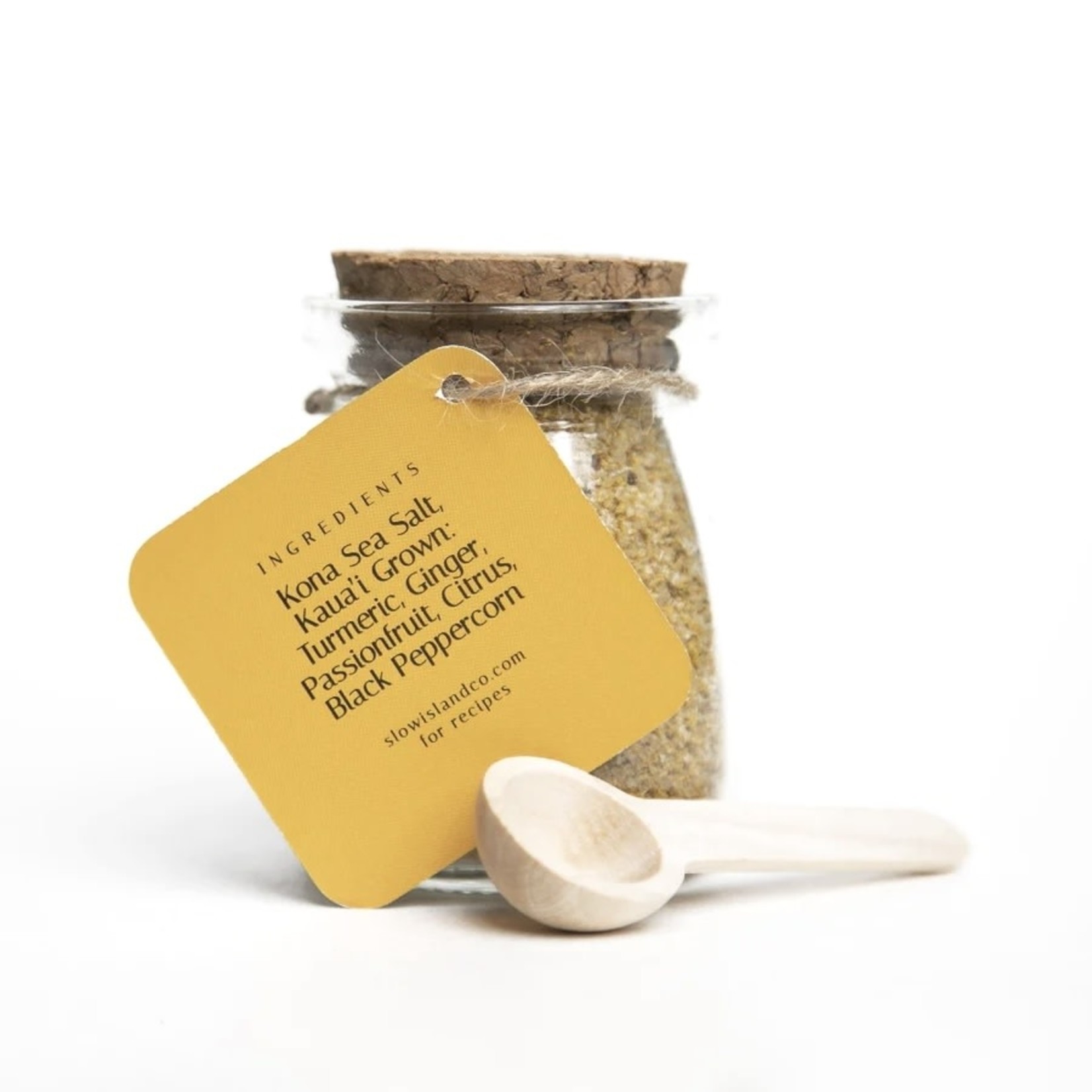 Slow Island Co. Ginger Turmeric Sea Salt - 3oz Glass Bottle w/ Cork