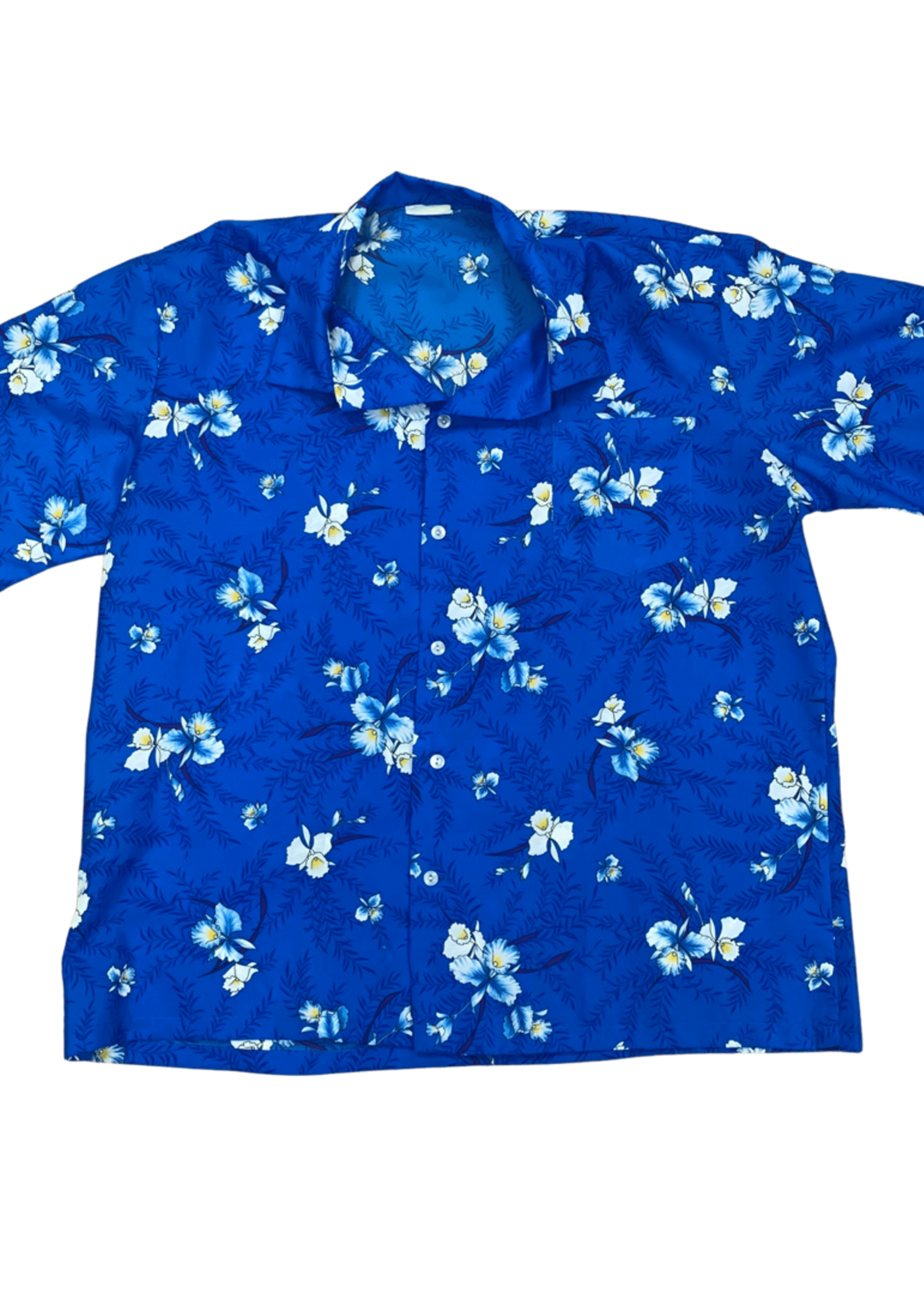 Mission Zero Men's Vintage Aloha Shirt - Premium Aikane Blue Orchid  2XLarge