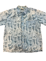 Mission Zero Men's Casual Aloha Shirt - Go Barefoot - Canoe Architecture Print - XL