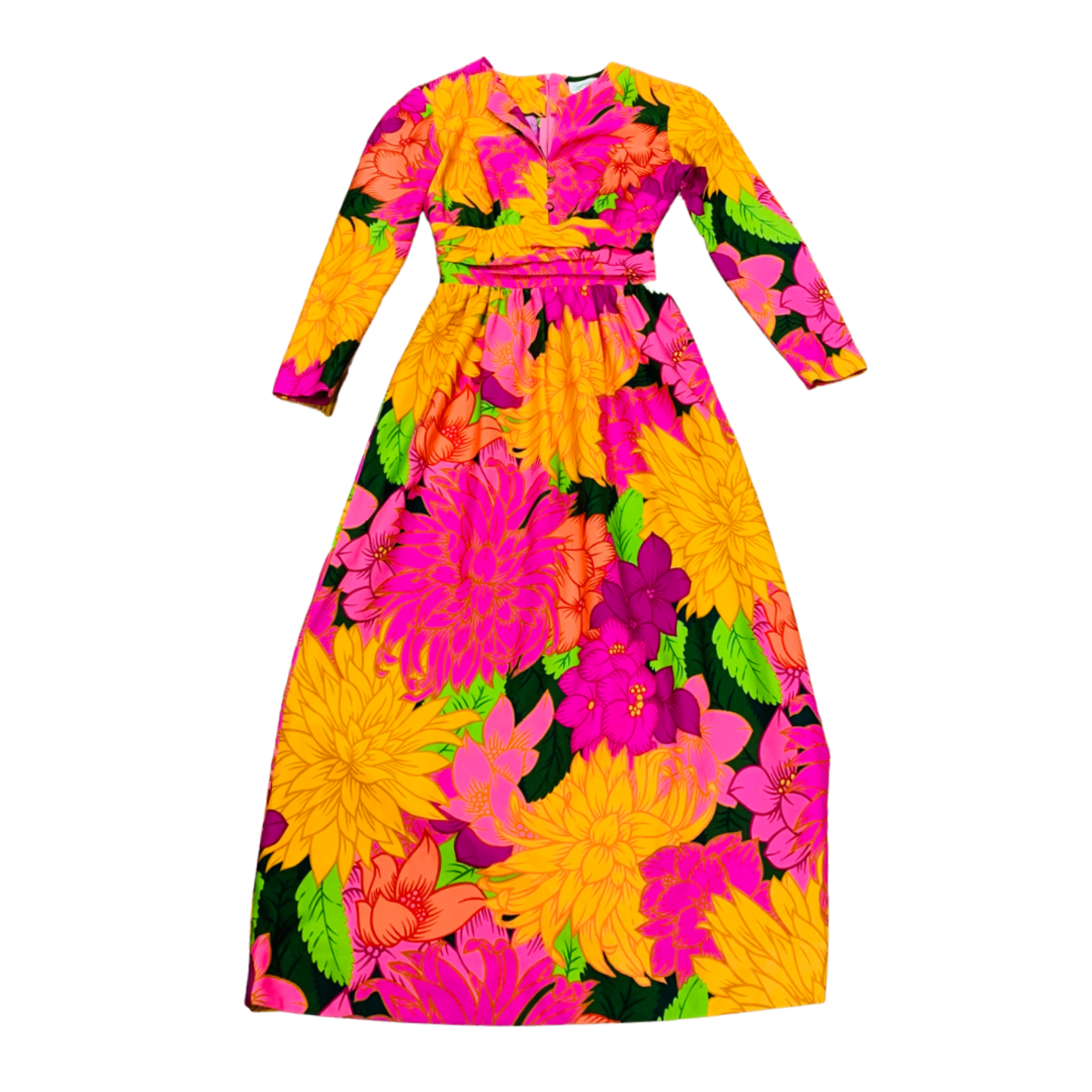 Mission Zero Women's Vintage Dress - Sydney Designs Honolulu Bright Pink Orange Small