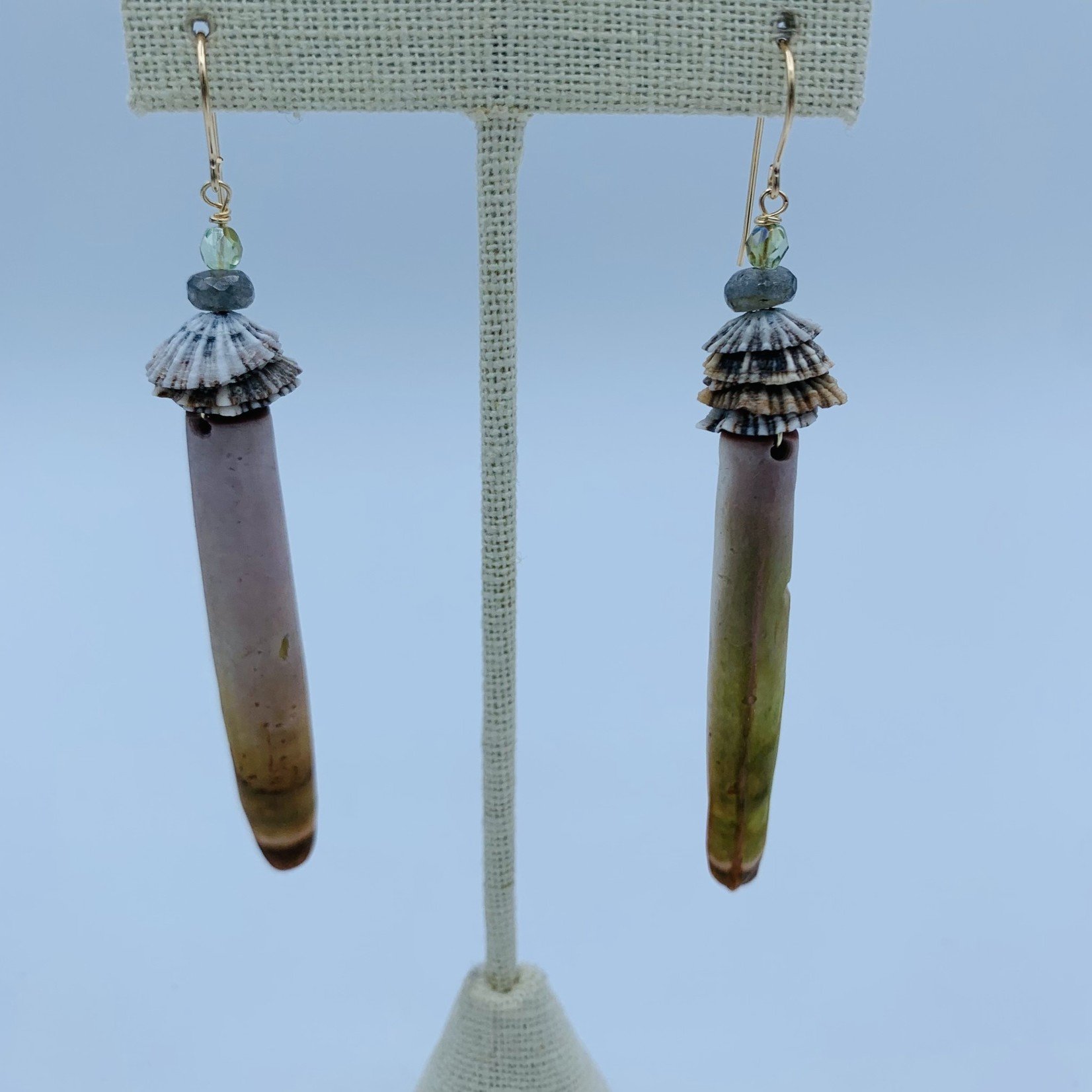 Shell Of A Life Starburst Opihi + Ombre Urchin + Crystal Beads GF Earrings
