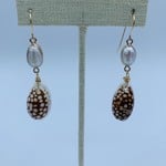 Shell Of A Life Pearl + Spotted Cowrie Shell GF Earrings
