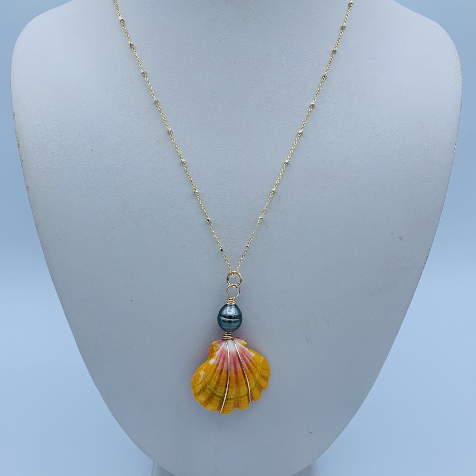 Shell Of A Life Rare Sunrise + Tahitian Pearl GF Necklace