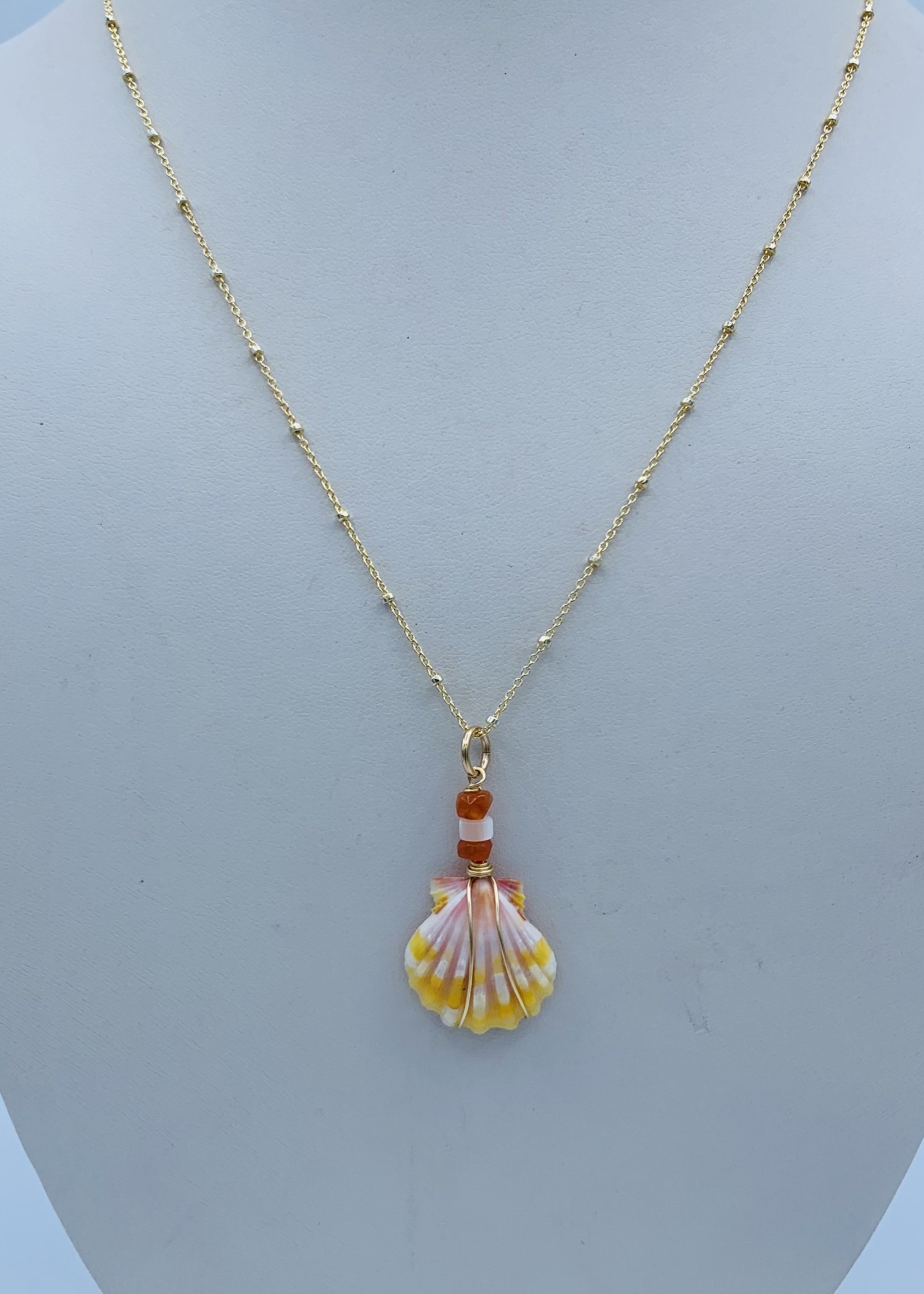 Shell Of A Life Small Striped Sunrise + Citrine GF Necklace